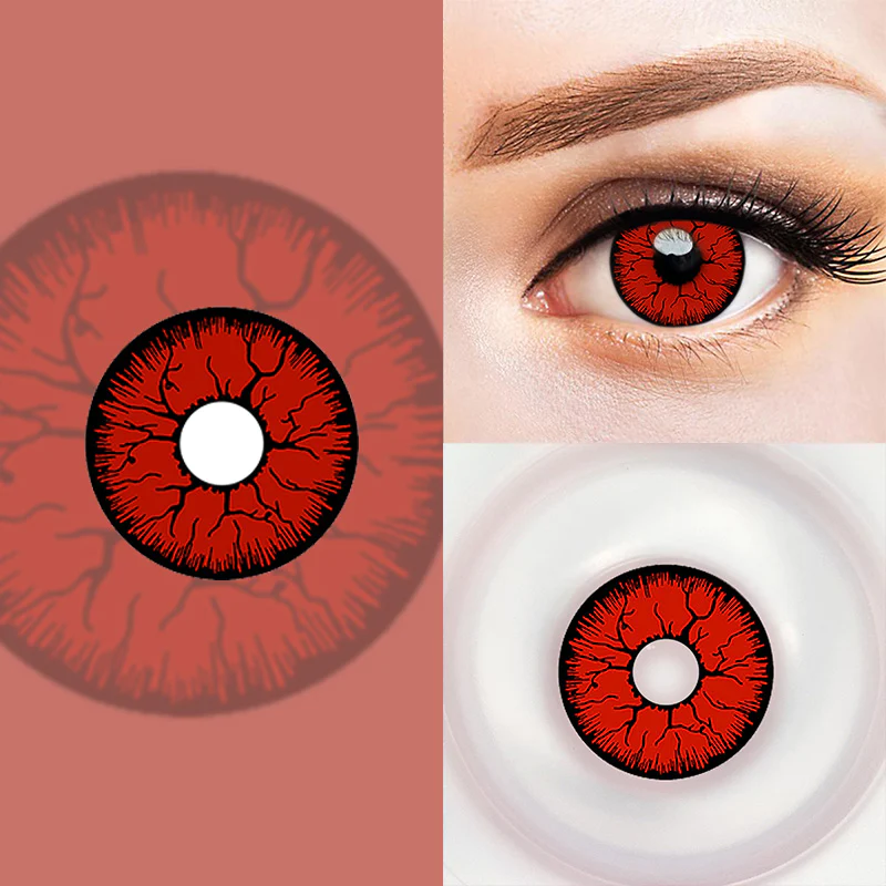 Cosplay Crack Red Colored Contact Lenses