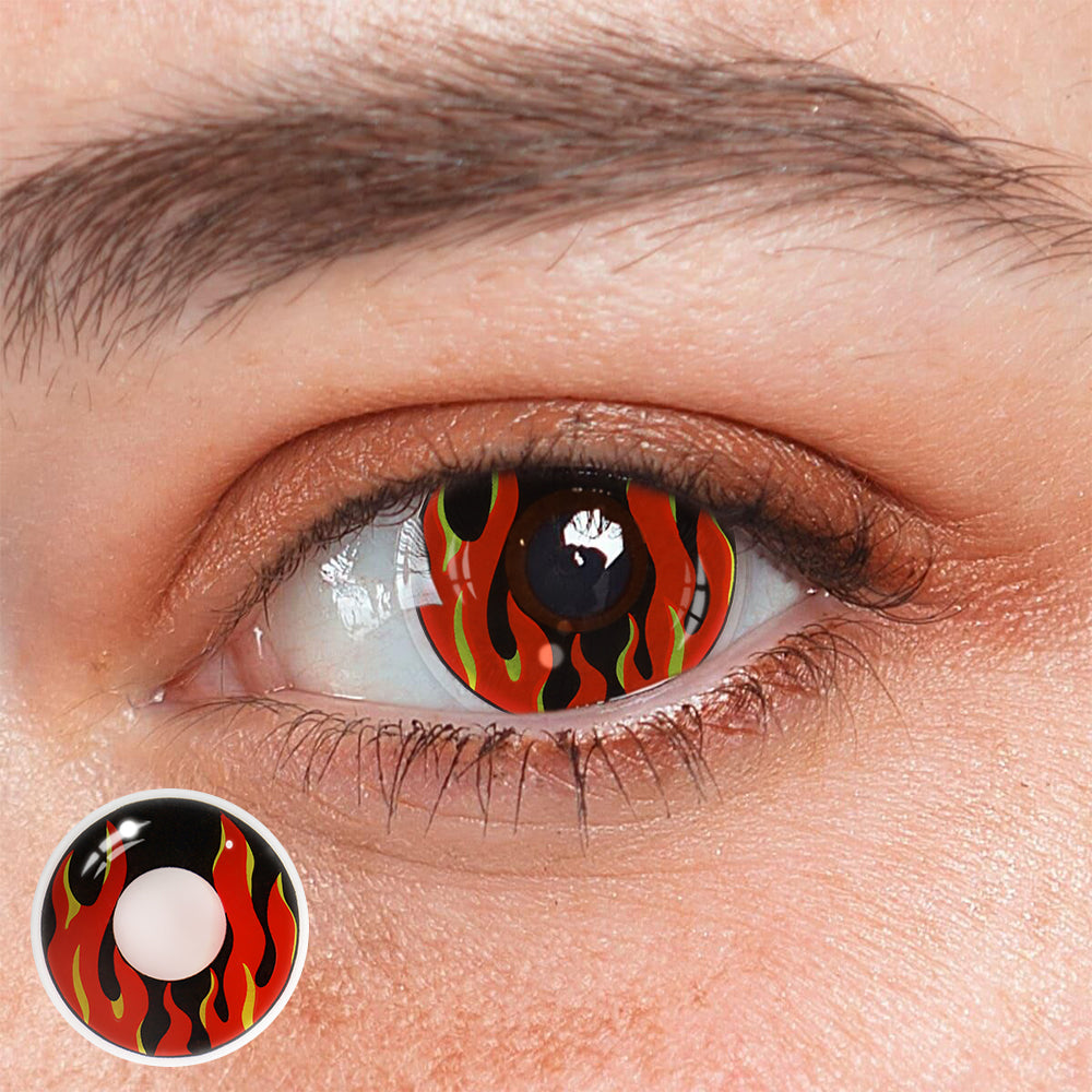 Cosplay Burning Flame Red Colored Contact Lenses