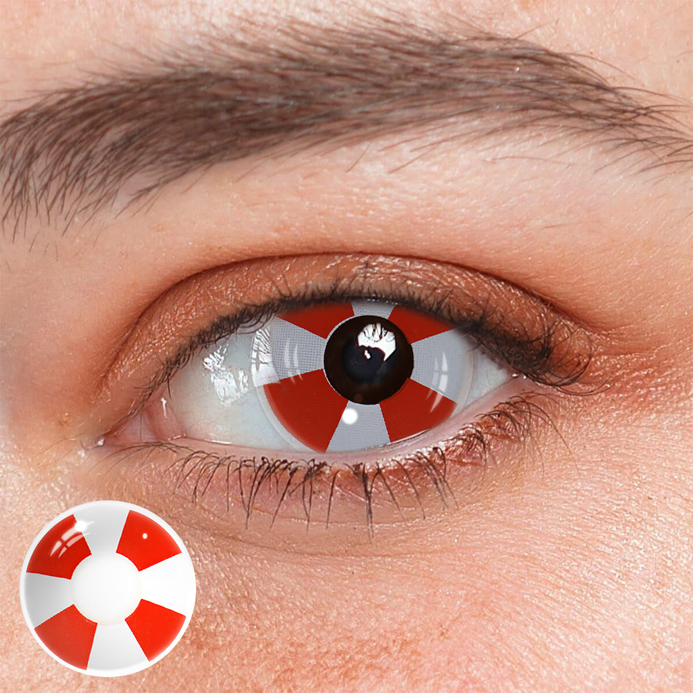 Cosplay Circus White And Red Colored Contact Lenses