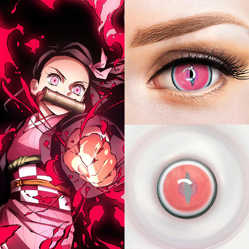 Cosplay Demon Slayer Nezuko Pink Colored Contact Lenses
