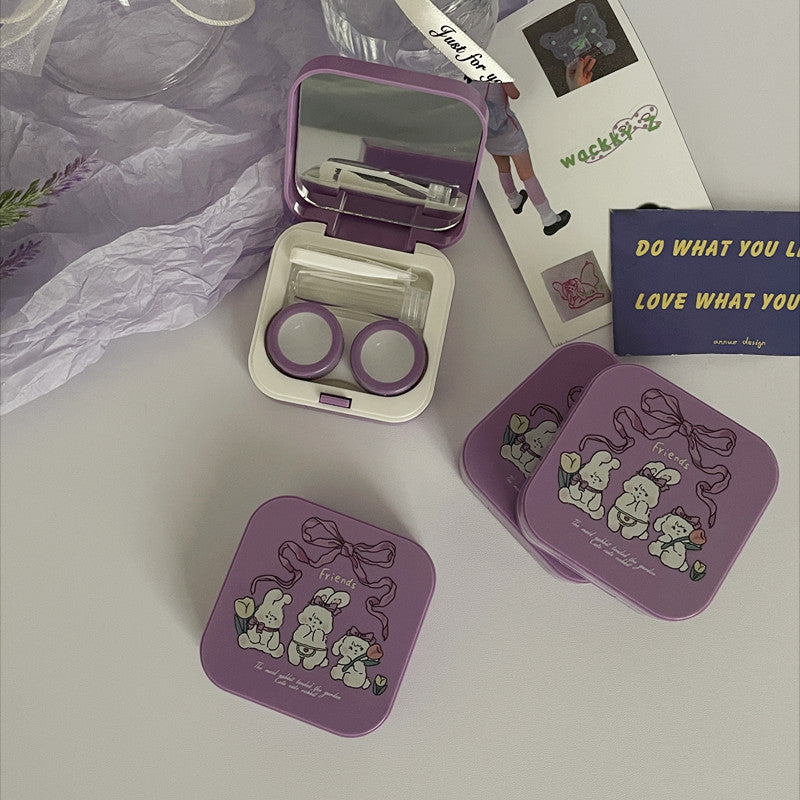 Purple Design Girl Love Colored Contact Lens Case