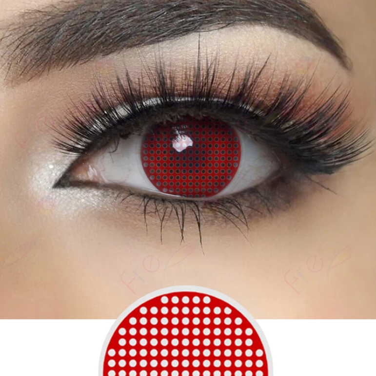 Halloween Farbige Kontaktlinsen Ohne Stärke Mesh in Rot
