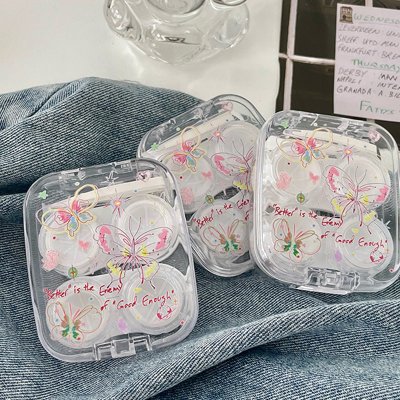 Transparent Butterfly Colored Contact Lens Case