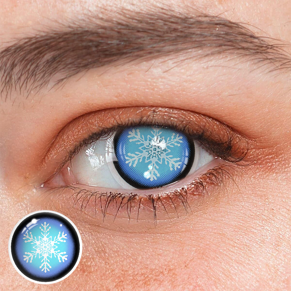 Cosplay Snow Flake Blue Colored Contact Lenses