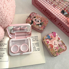 Pink Girl Heart Colored Contact Lens Case