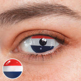 Lentilles de contact colorées bleues avec drapeau français pour cosplay 