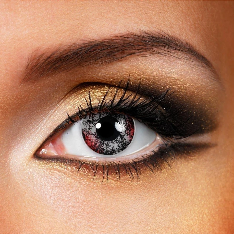 Halloween Dämon Farbige Kontaktlinsen Ohne Stärke in Schwarz & Rot