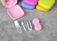 Lovely square portable Multicolor Colored Contact Lens Case