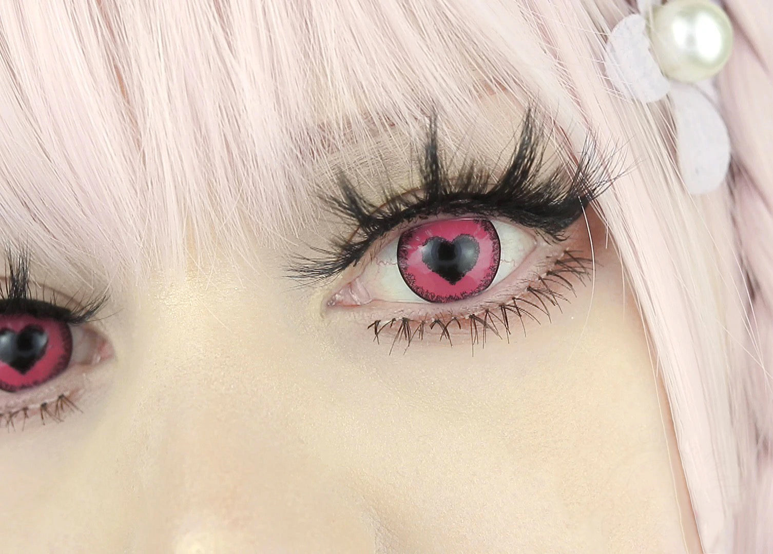 Lentes de contato cor de rosa de anime estrelado de halloween Yandere