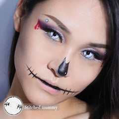 Halloween Stitched mummy White Colored Contact Lenses