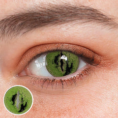 Cosplay Lizard Eye Army Green Colored Contact Lenses