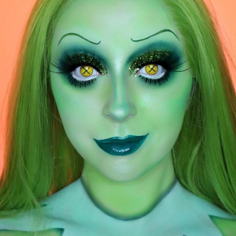 Halloween Button Eye Green Colored Contact Lenses