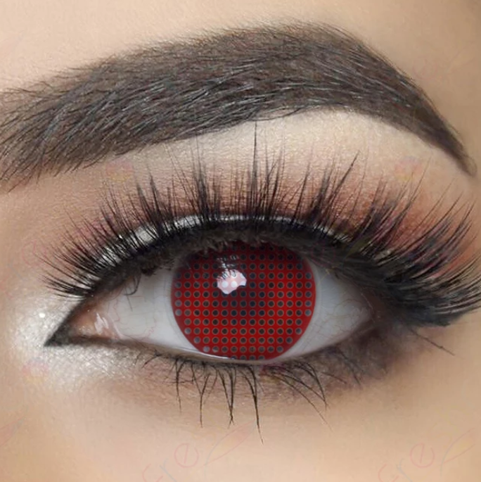 Halloween Farbige Kontaktlinsen Ohne Stärke Mesh in Rot