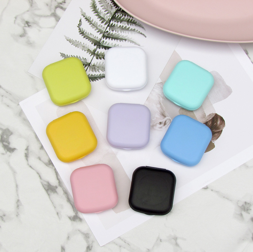 Square Frosting Multicolor Colored Contact Lens Case