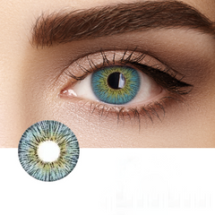 Marmorblaue Kontaktlinsen im Retro-Stil